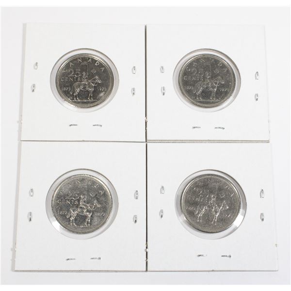 #59 1973 25 Cents Canada RCMP Quarter Lot of 4