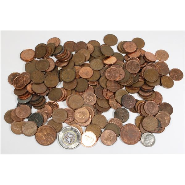 #72 Large Lot Canada + USA Penny 1 Cent Coins