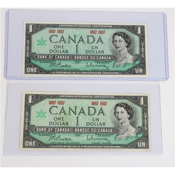 #73 1967 Canada Centennial $1 One Dollar Bills