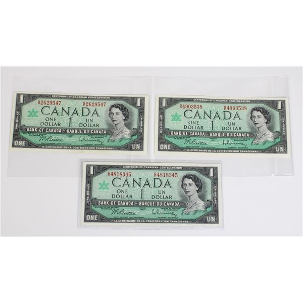 #74 1967 Canada $1 One Dollar Bill Banknote Lot