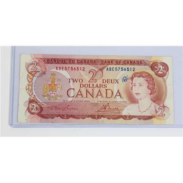 #76 1974 Canada $2 Two Dollar Bill Banknote Lot