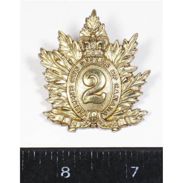 #151 WW2 Queen's Own Rifles Of Canada Cap Badge