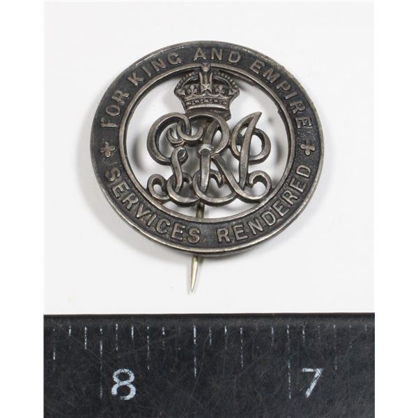 #167 WW1 Canadian Class A Service Badge Silver