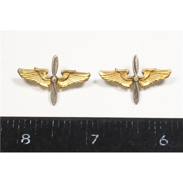 #178 WW2 USAF USAAF  Collar Badge Pin Set