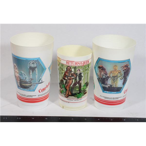 #513 Lot of 3 Return of the Jedi 1983 Plastic Cups
