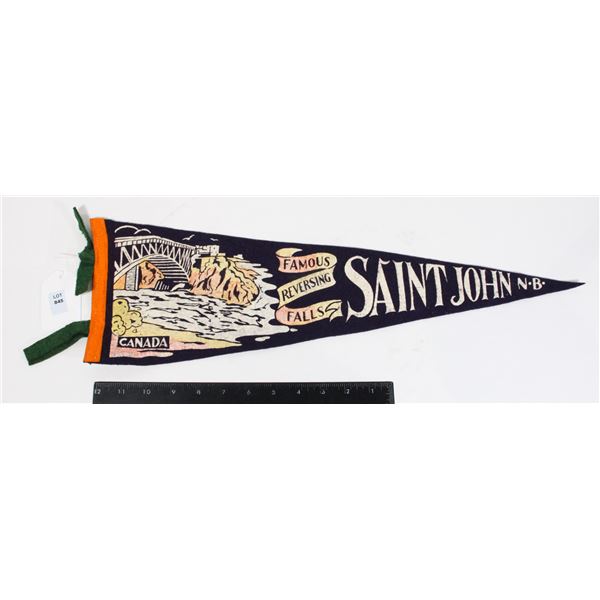#845 1900's Saint John New Brunswick Pennant 1950s