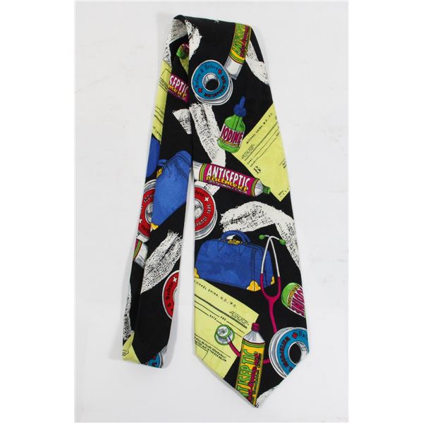 #980 Vintage Men's Silk Tie Doctor Medical Theme