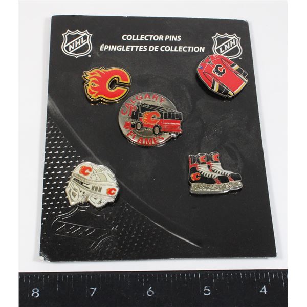 #1016 Lot 5 Calgary Flames Pins on Card NHL 2010