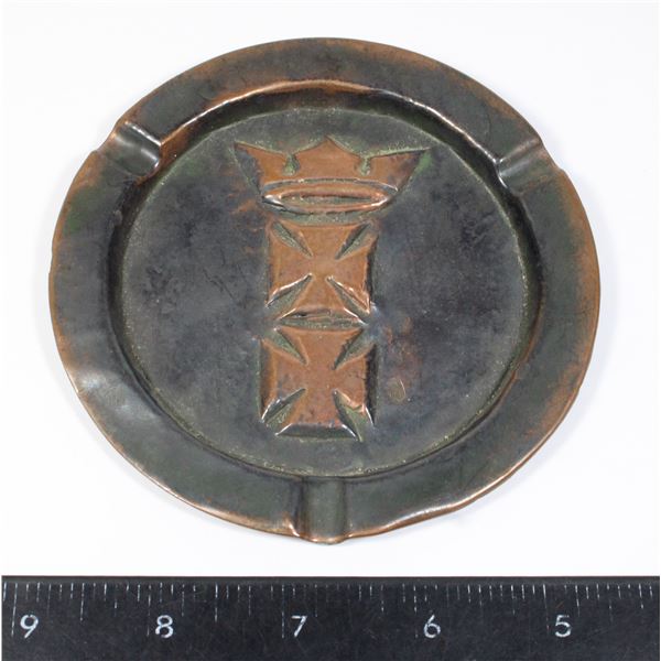 #1027 Vintage Brass Wall Plaque Crown Cross