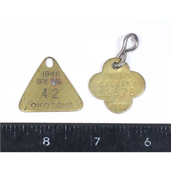 #1037 1946 Dog Tag Okotoks & 1968 Calgary Dog Tag