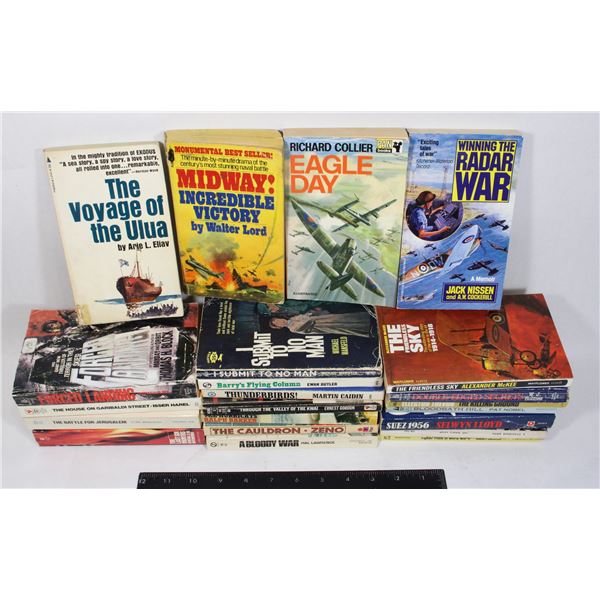 #1066 Lot Military & Assorted Paperback books