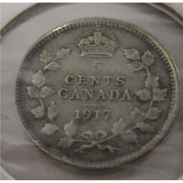 1917 AU CANADA SILVER FIVE CENT