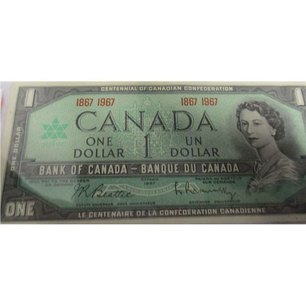 1967 CENTENNIAL NO SERIAL NUMBER LEGAL TENDER $1 BILL