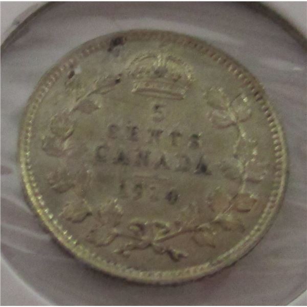1916 UNCIRCULATED KING GEORGE V CANADA SILVER FIVE CENT