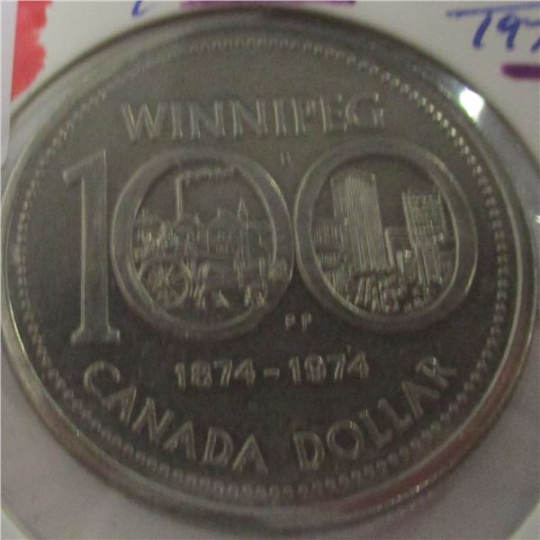 1874 - 1974 WINNIPEG 100TH ANNIVERSARY DOLLAR