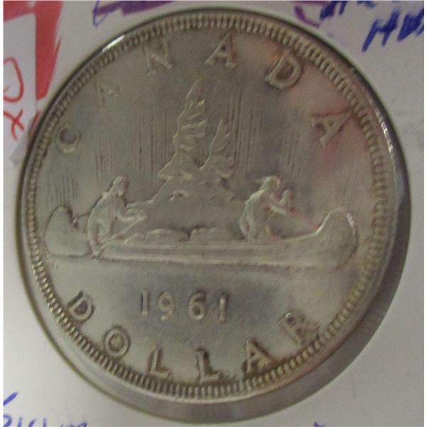 1961 CANADA KING GEORGE SILVER DOLLAR (ARROWS HEAD)