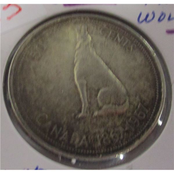 1867 - 1967 WOLF CANADA SILVER HALF DOLLAR