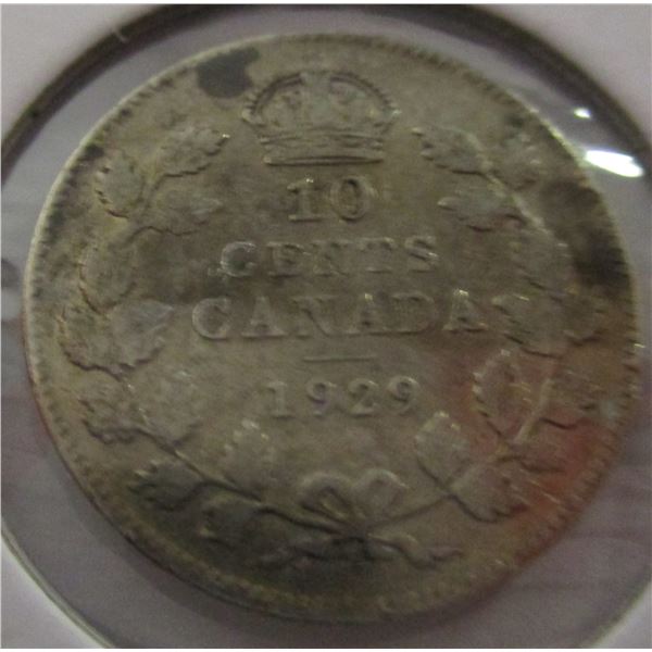 1929 VF CANADA KING GEORGE V SILVER DIME