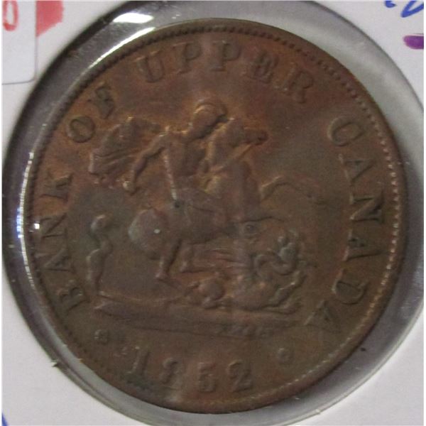 1852 BANK OF UPPER CANADA HALF PENNY TOKEN