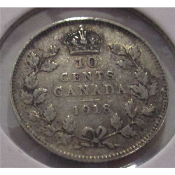 1918 CANADA KING GEORGE V SILVER DIME
