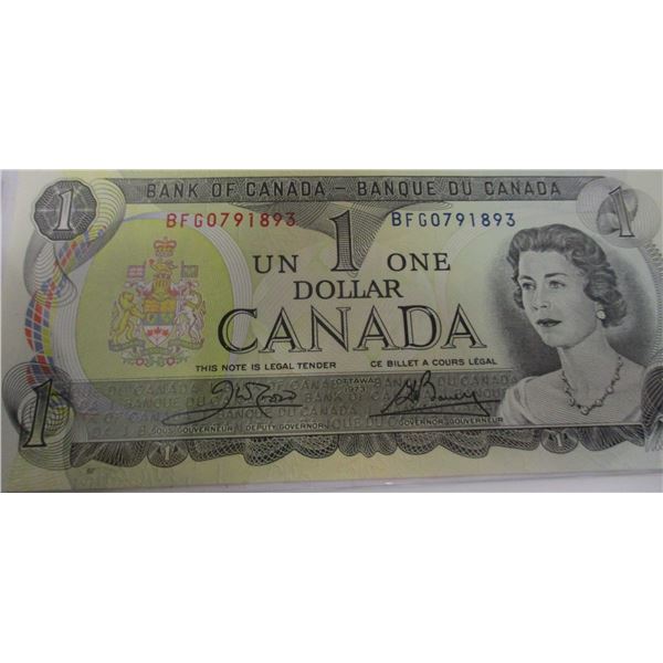 1973 CRISP UNCIRCULATED LAST OF CANADA $1 BILL