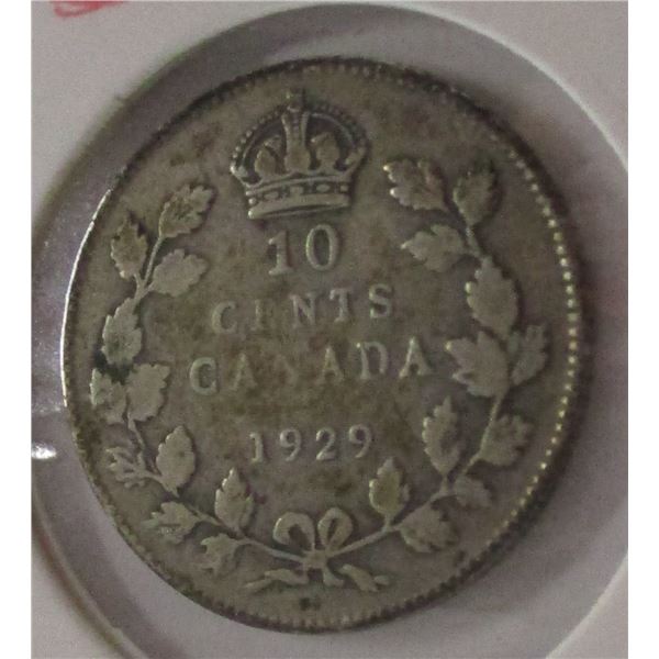 1929 CANADA KING GEORGE V SILVER DIME