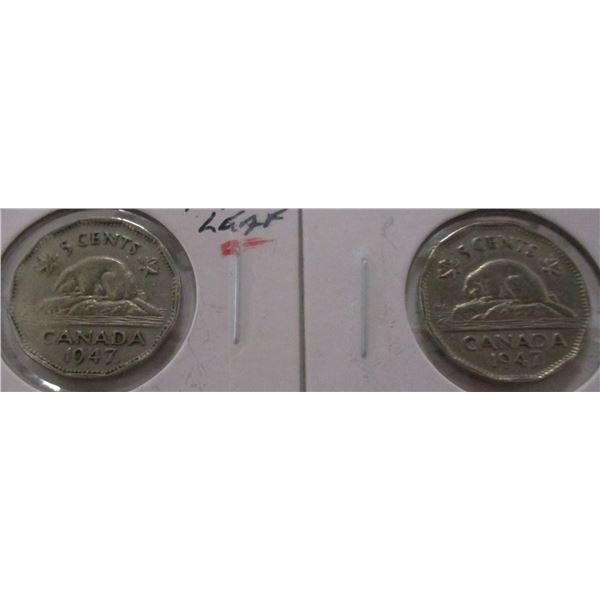 1947 & 1947 MAPLE LEAF CANADA NICKEL SET