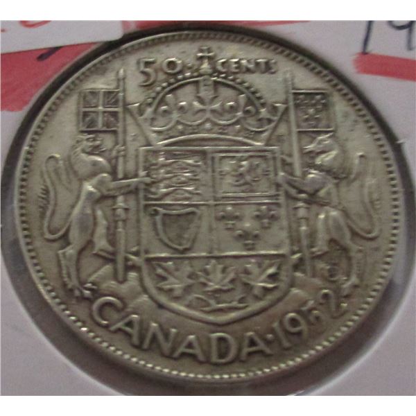 1952 CANADA KING GEORGE VI SILVER HALF DOLLAR