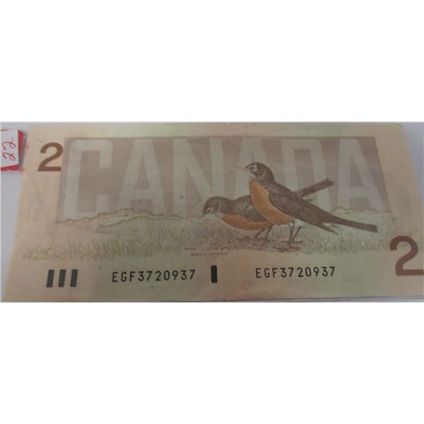 1986 BIRD SERIES LAST OF CANADA $2 BILLS