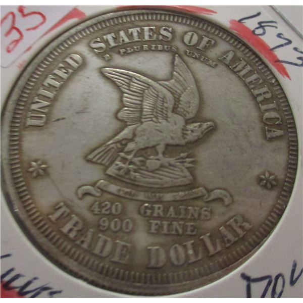 1873 USA SILVER TRADE DOLLAR