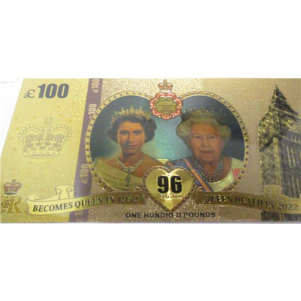 1952 - 2022 QUEEN ELIZABETH 96 BIRTHDAY BILL (NOT LEGAL TENDER)