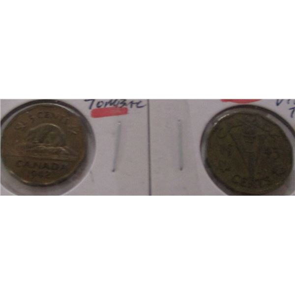 1942 TOMBAC, 1943 WARTIME VICTORY NICKELS