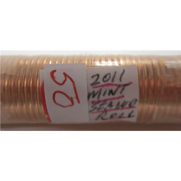 2011 MINT SEALED ROLL OF 50 MINT CANADA PENNIES