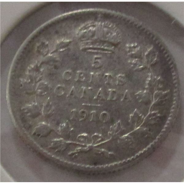 1910 CANADA KING EDWARD VII SILVER FIVE CENT