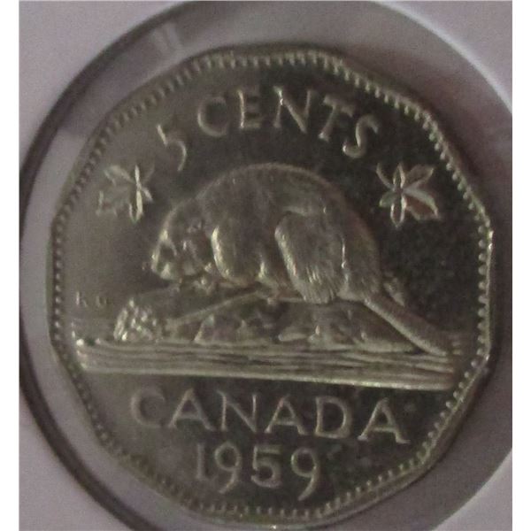 1959 PROOF CAMEO CANADA BEAVER NICKEL