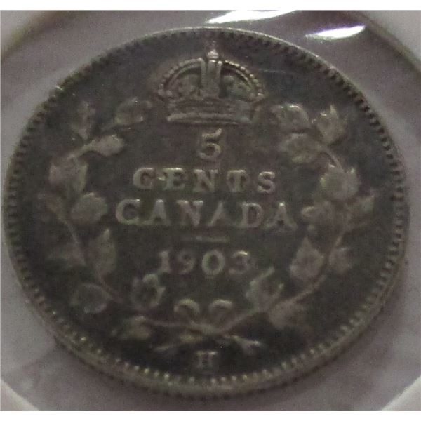 1903H CANADA KING EDWARD VII SILVER FIVE CENT