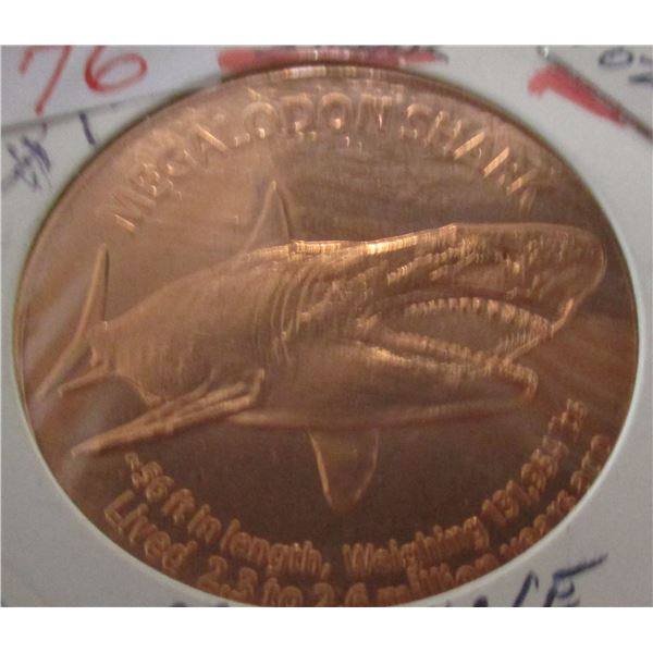 1 OZ 999 FINE COPPER MEGALODON SHARK COIN