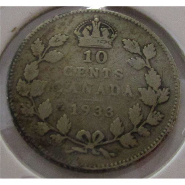 1933 CANADA KING GEORGE V SILVER DIME