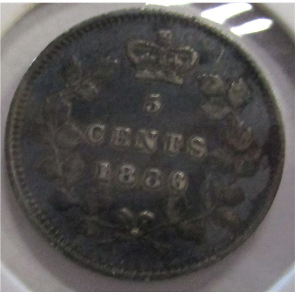 1886 CANADA VICTORIAN SILVER FIVE CENT