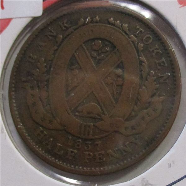 1837 PROVINCE OF CANADA LARGE PENNY TOKEN