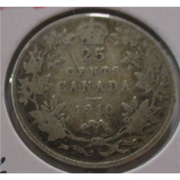 1910 CANADA KING EDWARD VII SILVER QUARTER