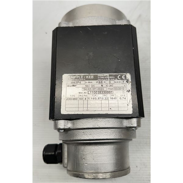 Laipple KEB #M63P4 3-Phase 4-Pole, 0.22kW 1640rpm Max, 230/460VAC AC Motor