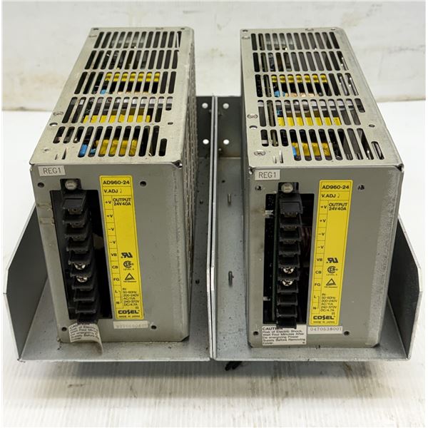 (2) Cosel #AD960-24 Power Supplies Mounted On Cooling Fan Bases