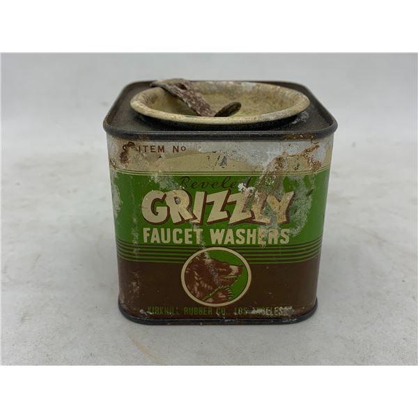 Vintage Grizzly Faucet Washers - Empty Tin