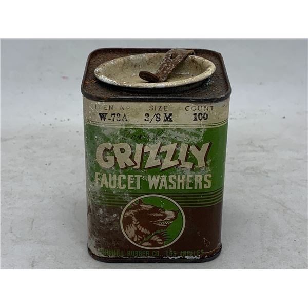 Vintage Grizzly Faucet Washers - Empty Tin