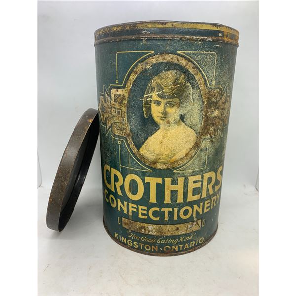 Vintage Crothers Confectionary - 10" Tall Tin