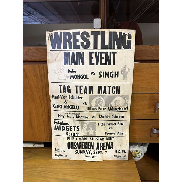 Wrestling Main Event Poster 1974 Ohsweken Arena