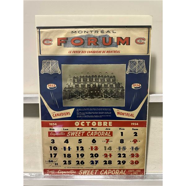 1954 Montreal Forum Les Canadiens Calendar