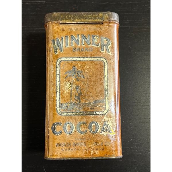 Vintage Winner Cocoa Baking Powder 16oz Empty Tin
