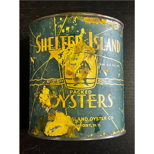 Vintage Shelter Island Oysters 1/4 Gallon Tin